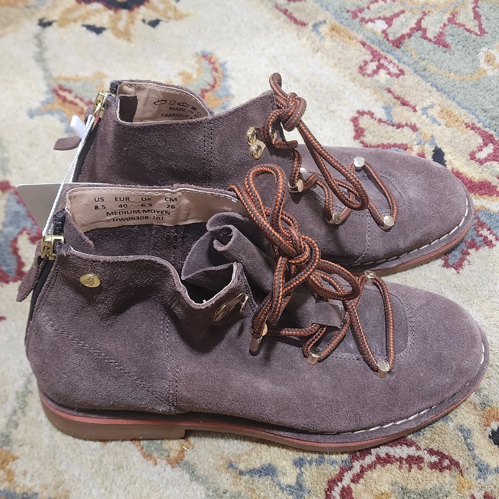 Hush Puppies Dark Brown Suede Lace-Up Boots